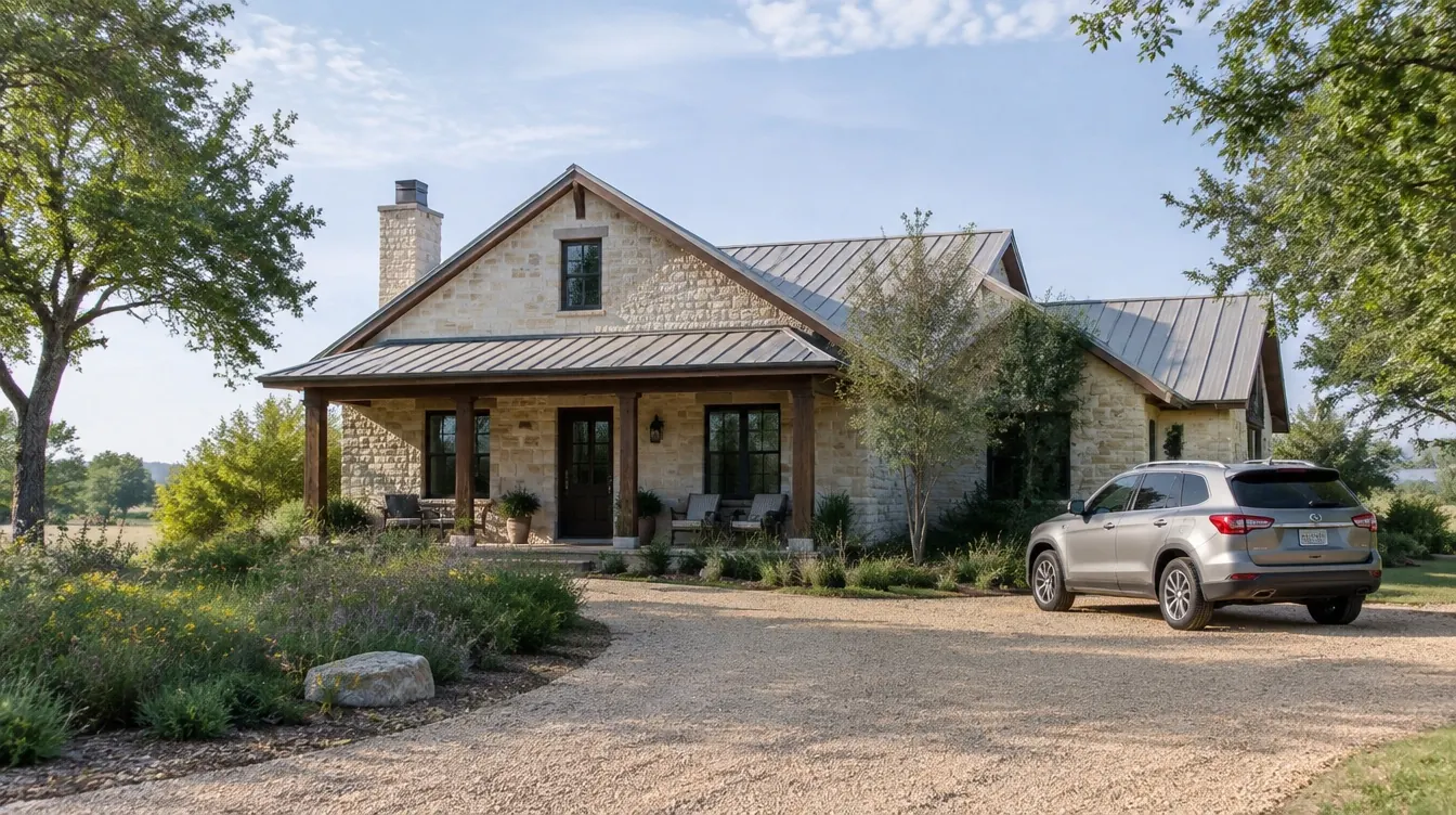 A Texas home with a car in the driveway